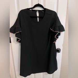 Ruffle sleeve Pom Pom shift dress